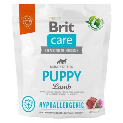 brit care dog hypoallergenic puppy для щенков с ягенком 1 кг