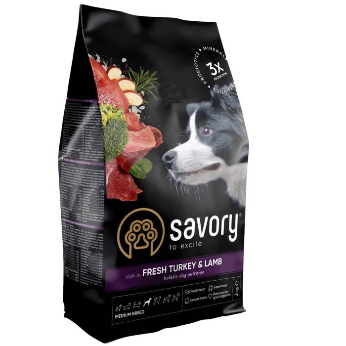 savory medium turkey&lamb для собак средних пород с ягненком 3 кг