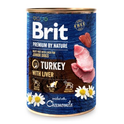 brit premium by nature turkey с индюшиной печенью для собак 400 г