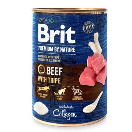 brit premium by nature beef с говядиной и рубцом для собак 400 г