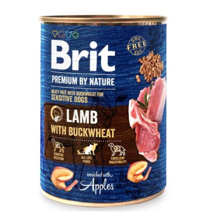 brit premium by nature lamb с ягненком и гречкой для собак 400 г