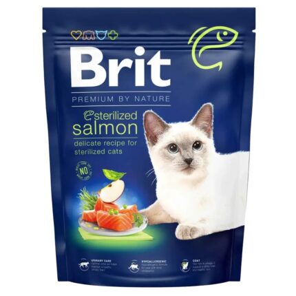 brit premium sterilised salmon для стерилизованных кошек с лососем 300 г