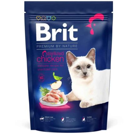 brit premium sterilised chicken для стерилизованных кошек с курицей 800 г