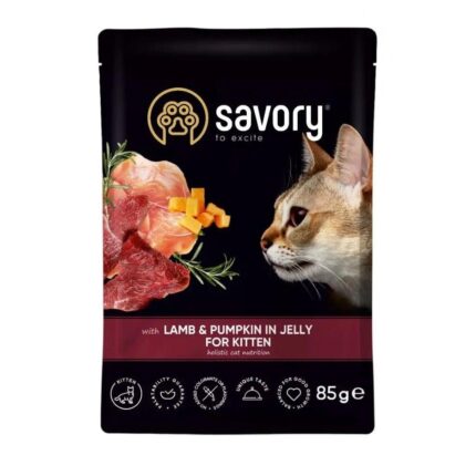 Влажный корм для котят savory kitten, лосось с морквой в соусе, 85 г