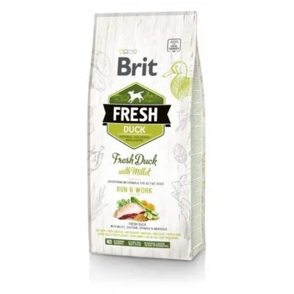 brit fresh duck with millet run work для собак с уткой 12 кг