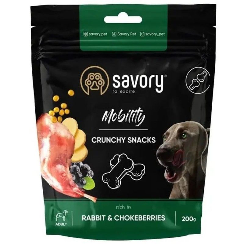 savory dog mobility crunchy snack с кроликом для собак 200 г
