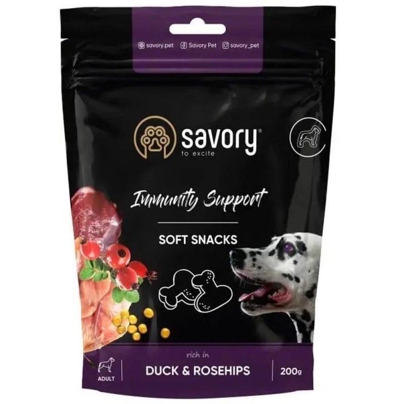 savory dog immunity support soft snack с уткой и шиповником для собак 200 г
