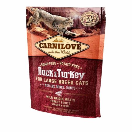 carnilove duck turkey large breed для кошек с уткой и индейкой 400 г