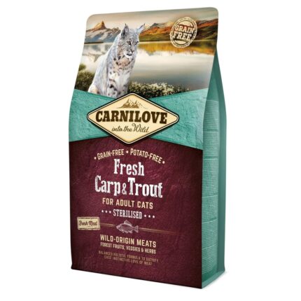 carnilove carp trout sterilised для стерилизованных кошек с карпом и форелью 2 кг