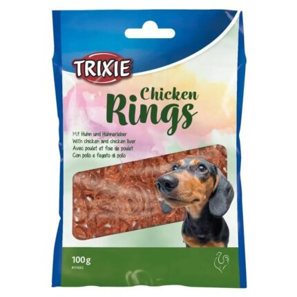 Лакомство для собак trixie «chicken rings», 100 г (курица)