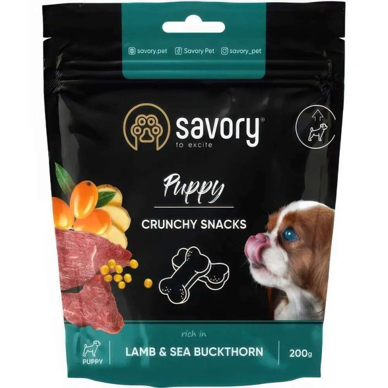 Лакомства savory puppy crunchy snack с ягненком и облепихой для щенков 200 г (31379)