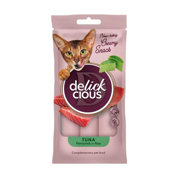 Лакомство Delickcious (Делишес) Creamy Snacks Tuna Aloe 4шт*15г для кошек с тунцом и алое