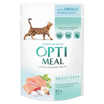 Optimeal Cats Trout Cream Sause 85 г влажный корм с форелью в кремовом соусе для кошек