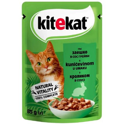 kitekat пауч для кошек с кроликом в соусе 28*85 г