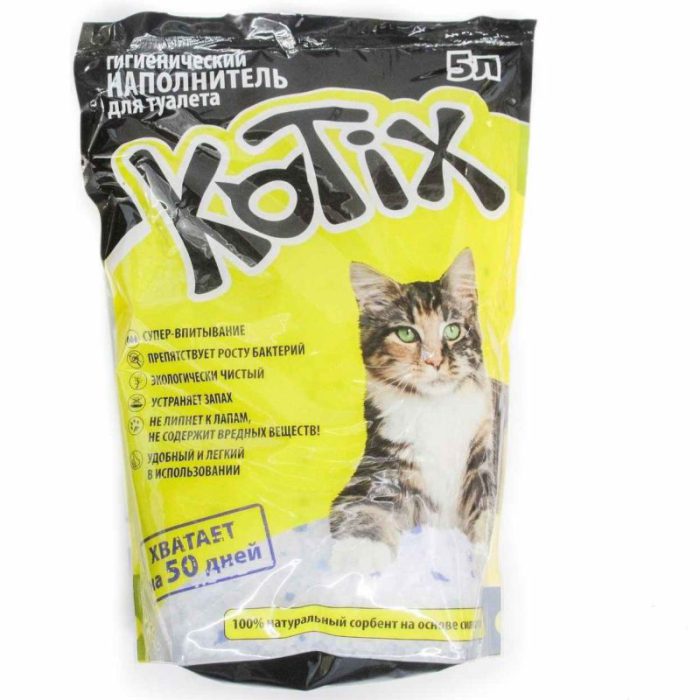 Наполнитель силикагелевый kotix для кошачьего туалета 5 л Наполнитель силикагелевый kotix для кошачьего туалета 5 л