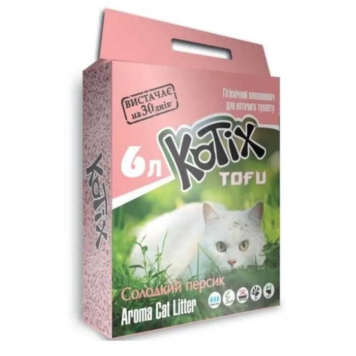 Наполнитель соевый kotix Тофу для кошачьего туалета персик 6 л/2.6 кг Наполнитель соевый kotix Тофу для кошачьего туалета персик 6 л/2.6 кг