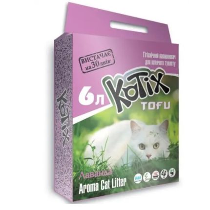 Наполнитель соевый kotix Тофу для кошачьего туалета лаванда 6 л/2.6 кг