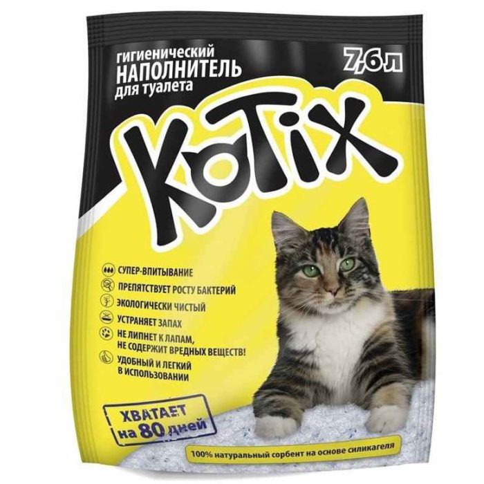 Наполнитель силикагелевый kotix для кошачьего туалета 7.6 л Наполнитель силикагелевый kotix для кошачьего туалета 7.6 л