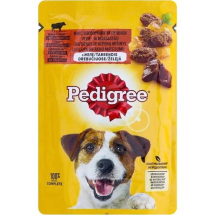 pedigree Сhicken пауч для собак с говядиной и печенью в желе 24*100 г