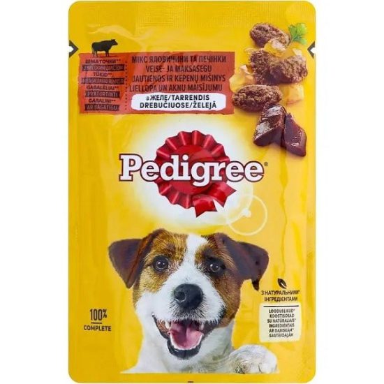 pedigree Сhicken пауч для собак с говядиной и печенью в желе 24*100 г