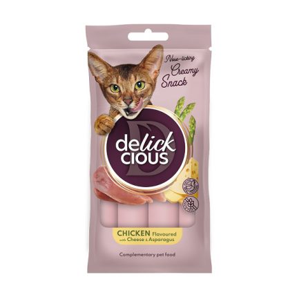 Лакомство delickcious (Делишес) creamy snacks для кошек курица с добавлением сыра и спаржи 4шт*15г